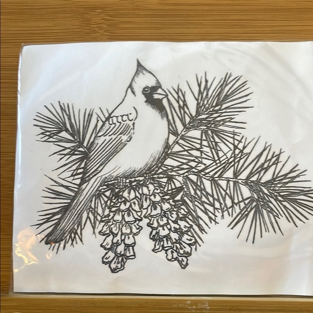 Decorative Rubber Stamp -large cardinal pine bough